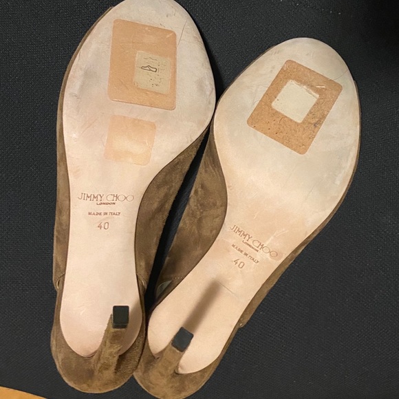 Jimmy Choo “Shar” heeled open toe slingback sandals in Brown suede, NWOT, sz 40 - Picture 9 of 10